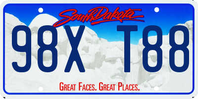 SD license plate 98XT88