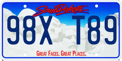 SD license plate 98XT89