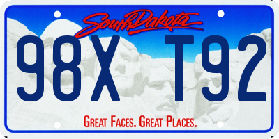 SD license plate 98XT92
