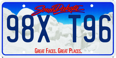 SD license plate 98XT96