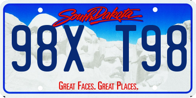 SD license plate 98XT98