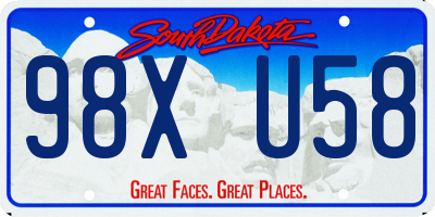 SD license plate 98XU58