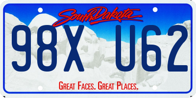SD license plate 98XU62