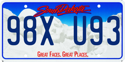 SD license plate 98XU93