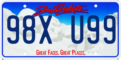 SD license plate 98XU99