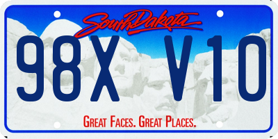 SD license plate 98XV10