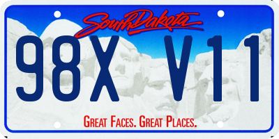 SD license plate 98XV11