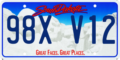 SD license plate 98XV12
