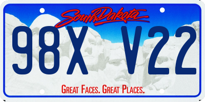 SD license plate 98XV22
