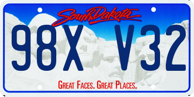 SD license plate 98XV32