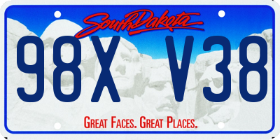 SD license plate 98XV38