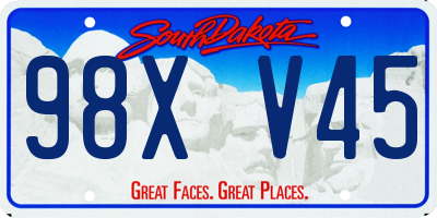 SD license plate 98XV45