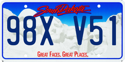 SD license plate 98XV51