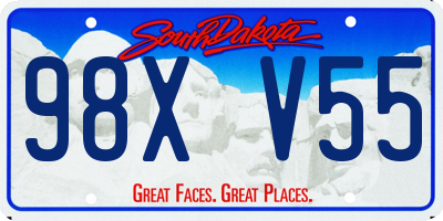 SD license plate 98XV55