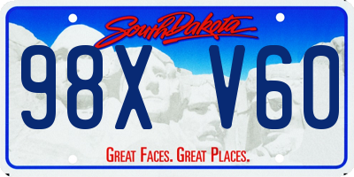 SD license plate 98XV60