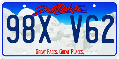 SD license plate 98XV62