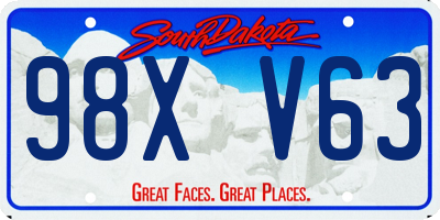 SD license plate 98XV63