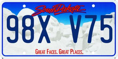 SD license plate 98XV75