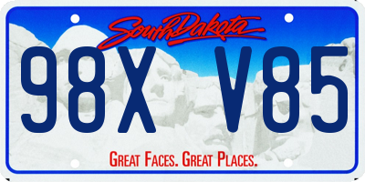 SD license plate 98XV85