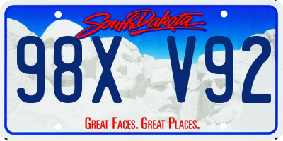 SD license plate 98XV92