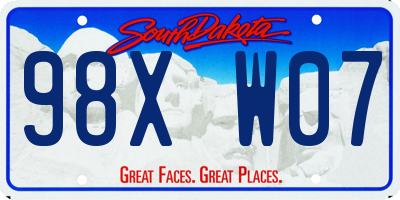 SD license plate 98XW07