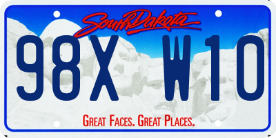 SD license plate 98XW10