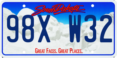 SD license plate 98XW32