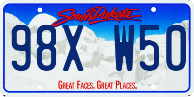 SD license plate 98XW50
