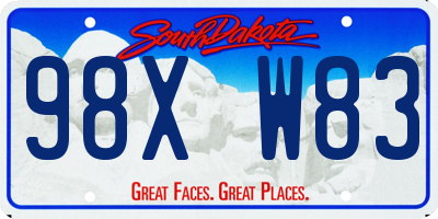 SD license plate 98XW83