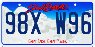 SD license plate 98XW96