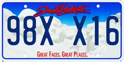 SD license plate 98XX16