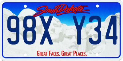 SD license plate 98XY34