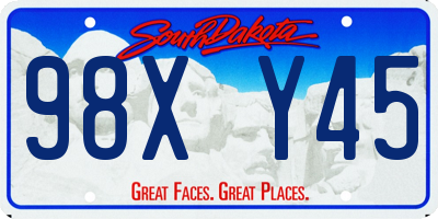 SD license plate 98XY45
