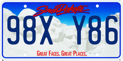 SD license plate 98XY86