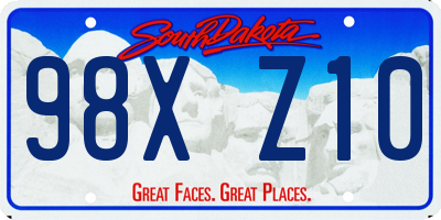 SD license plate 98XZ10