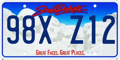 SD license plate 98XZ12