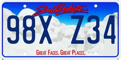 SD license plate 98XZ34