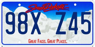 SD license plate 98XZ45