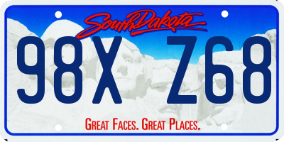 SD license plate 98XZ68