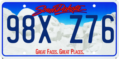 SD license plate 98XZ76