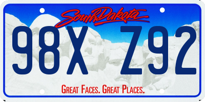 SD license plate 98XZ92