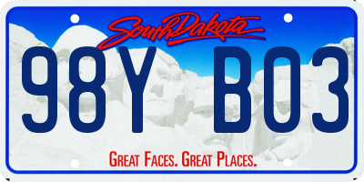 SD license plate 98YB03