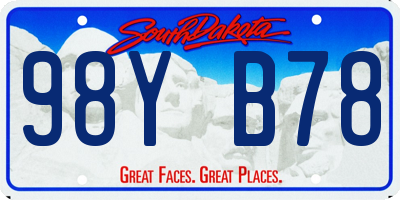 SD license plate 98YB78