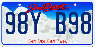 SD license plate 98YB98