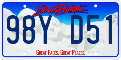 SD license plate 98YD51