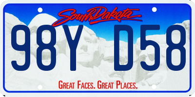 SD license plate 98YD58