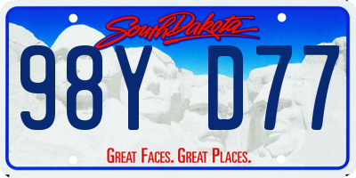 SD license plate 98YD77
