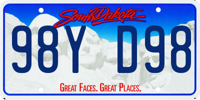 SD license plate 98YD98