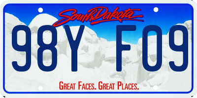 SD license plate 98YF09