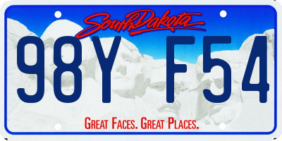 SD license plate 98YF54